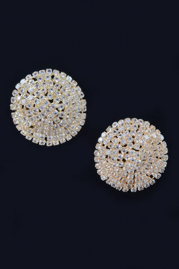 Round Rhinestone Stud Earrings – Gold & Silver