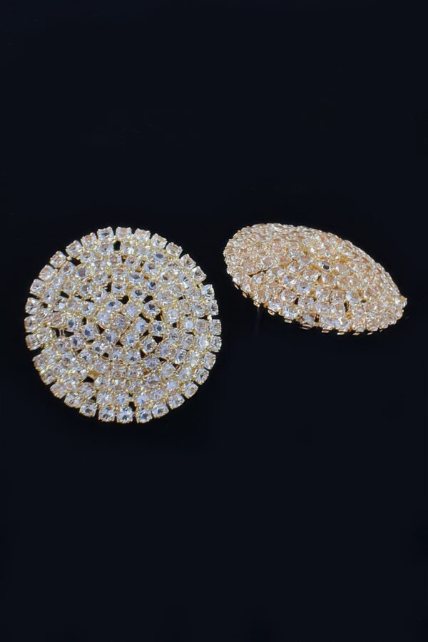 Round Rhinestone Stud Earrings – Gold & Silver