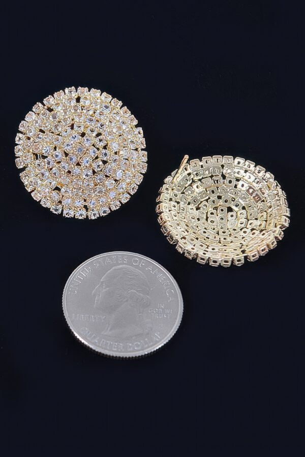 Round Rhinestone Stud Earrings – Gold & Silver