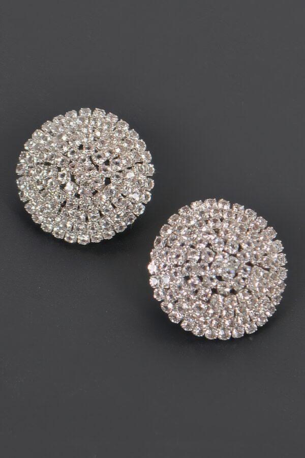 Round Rhinestone Stud Earrings – Gold & Silver