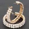 Double-Layer Rhinestone Hoop Earrings – Gold/Silver