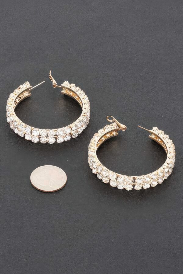 Double-Layer Rhinestone Hoop Earrings – Gold/Silver