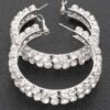 Double-Layer Rhinestone Hoop Earrings – Gold/Silver