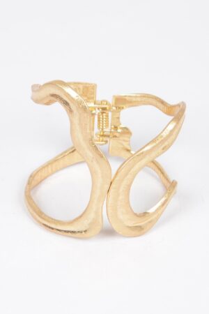 Cast Metal Spring-Hinge Cuff – Gold Finish