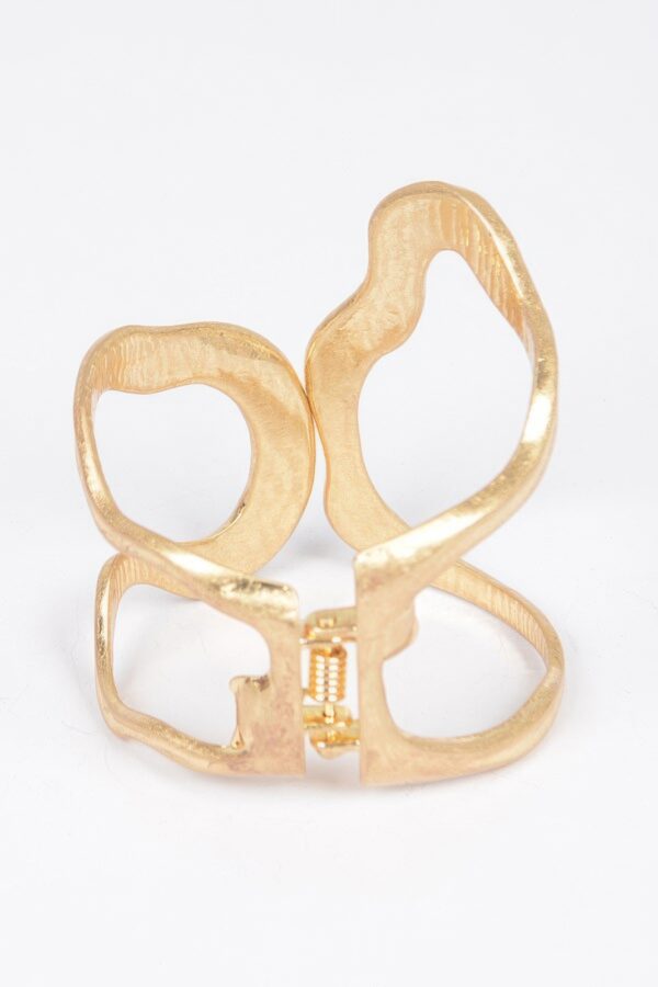 Cast Metal Spring-Hinge Cuff – Gold Finish