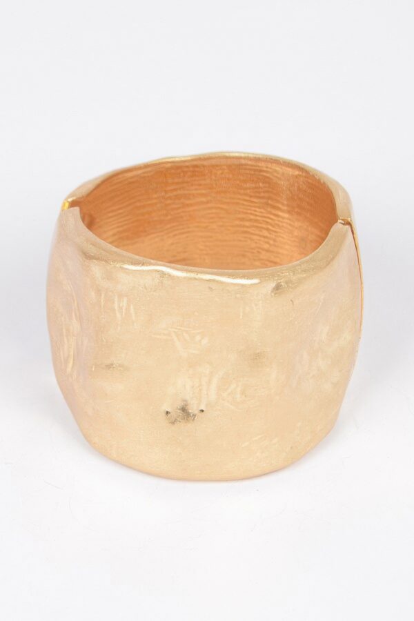 Cast Metal Spring Hinge Cuff – High-Polish Gold