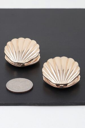 Modern Clam Shell Post Earrings – Gold & Silver