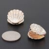 Jeweled Clam Shell Stud Earrings – Gold with Clear Jewels