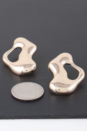 Abstract Puddle Earrings – Polished Gold Organic Shape