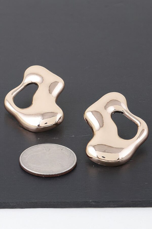 Abstract Puddle Earrings – Polished Gold Organic Shape