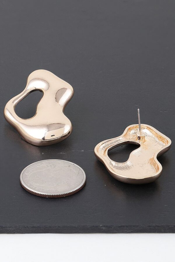 Abstract Puddle Earrings – Polished Gold Organic Shape