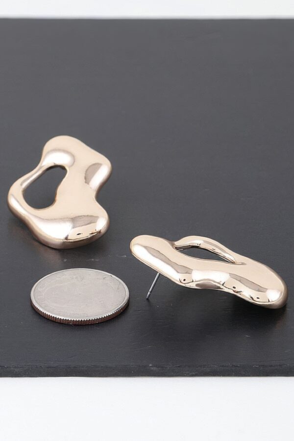 Abstract Puddle Earrings – Polished Gold Organic Shape
