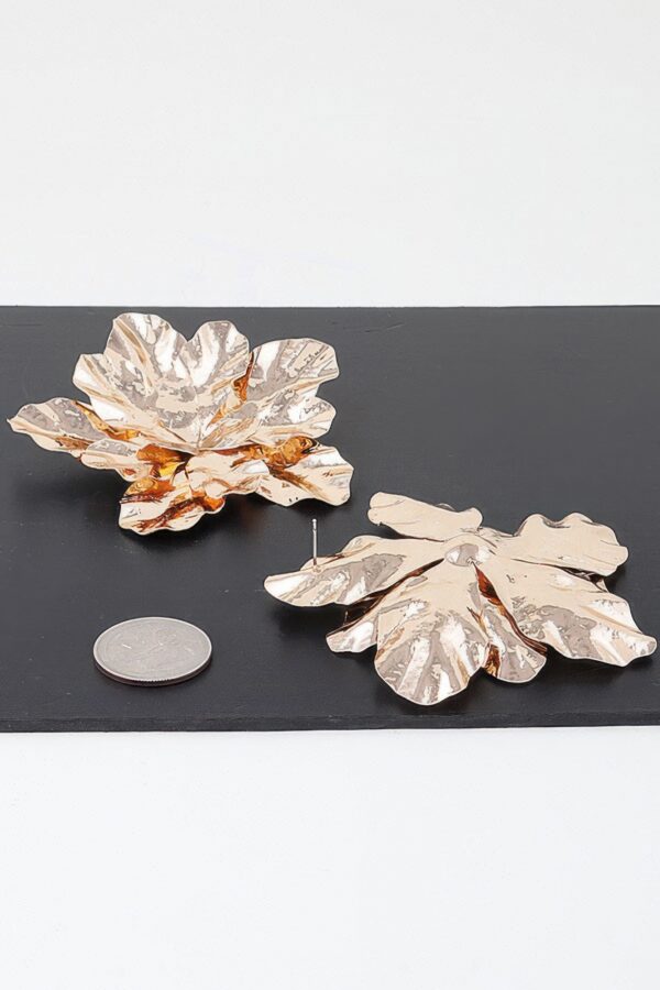 Falling Maple Leaf Gold Drop Earrings – 3 x 3 in
