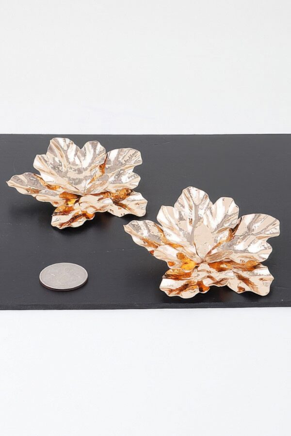 Falling Maple Leaf Gold Drop Earrings – 3 x 3 in