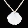 Marbled Seashell Bead Necklace – Cream & Gold, 14-inch