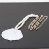 Marbled Seashell Bead Necklace – Cream & Gold, 14-inch