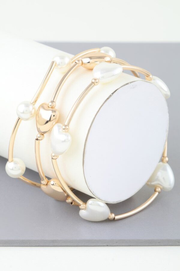 Heart Beaded Wrap Bracelet – Gold Cream or Silver Cream