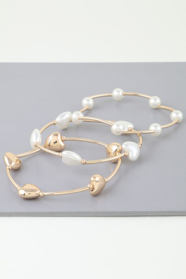 Heart Beaded Wrap Bracelet – Gold Cream or Silver Cream