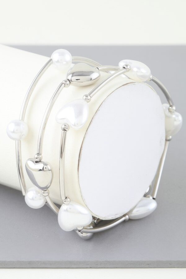 Heart Beaded Wrap Bracelet – Gold Cream or Silver Cream
