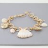 Multi Seashell Charm Chain Bracelet – Gold Cream