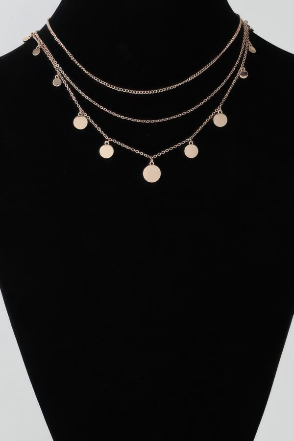 Triple Round Charm Chain Necklace – Delicate Gold & Silver