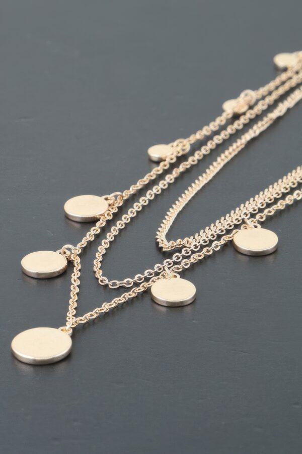 Triple Round Charm Chain Necklace – Delicate Gold & Silver