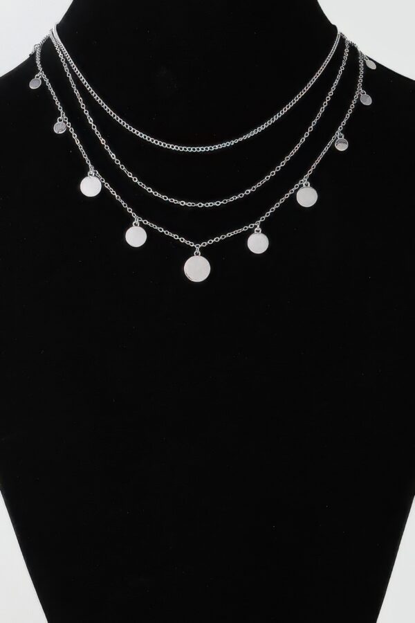 Triple Round Charm Chain Necklace – Delicate Gold & Silver