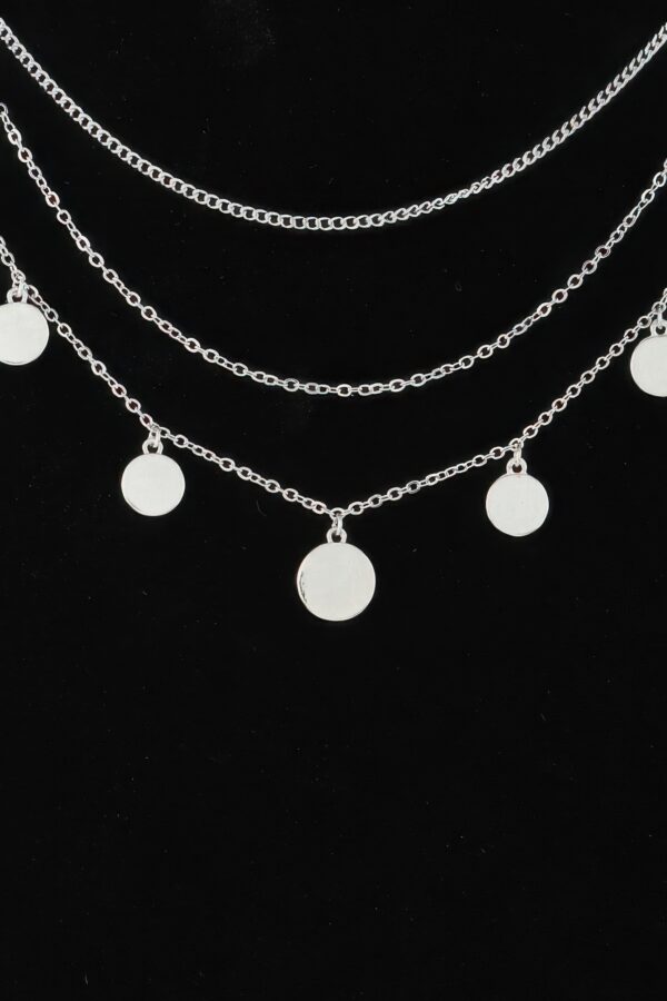Triple Round Charm Chain Necklace – Delicate Gold & Silver