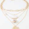 Under the Sea Charm Chain Necklace – Seashells, Gold Cream