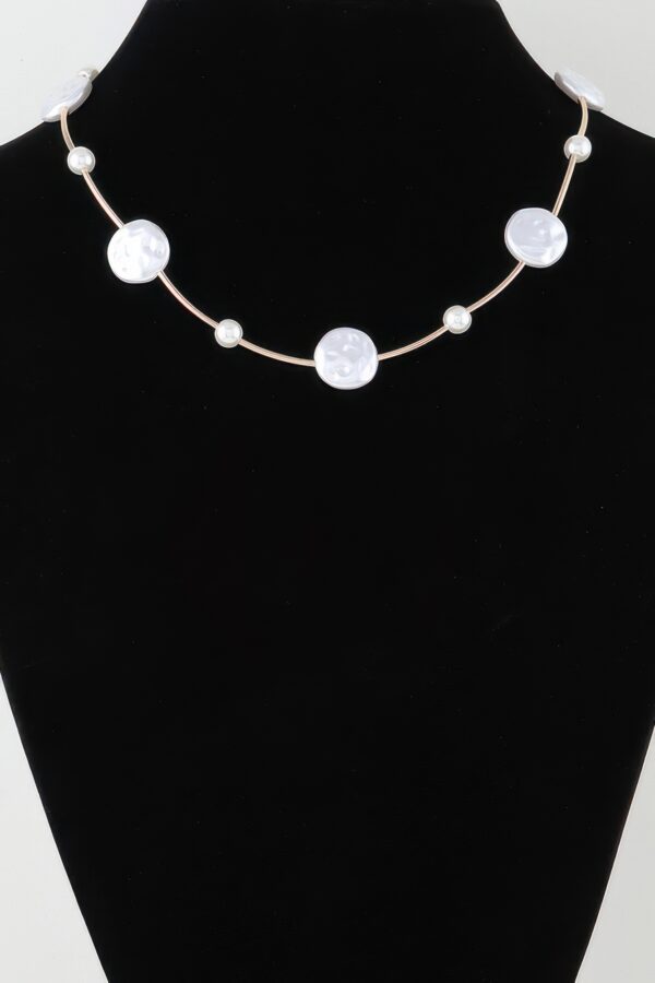 Stone Beaded Charm Necklace – Gold Cream