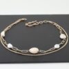 Double Pearl Chain Necklace – Two-Pearl Minimalist, Gold Cream