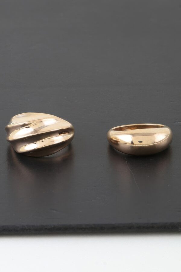 Shiny Swirl Duo Rings – Polished Metal Swirl (Gold & Silver)