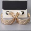 Diamond Quilt Cut Hoop Earrings – Gold & Silver