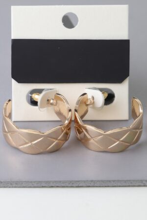 Diamond Quilt Cut Hoop Earrings – Gold & Silver