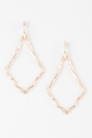 Shiny Hammered Kite Drop Earrings – Gold, Silver, White Gold