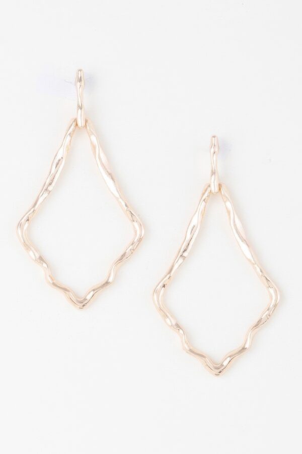 Shiny Hammered Kite Drop Earrings – Gold, Silver, White Gold