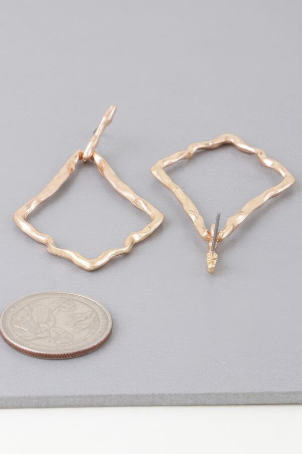 Shiny Hammered Kite Drop Earrings – Gold, Silver, White Gold