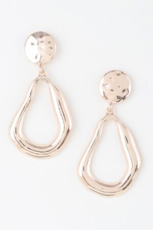 Abstract Shiny Teardrop Earrings – Sculpted Metallic Drop