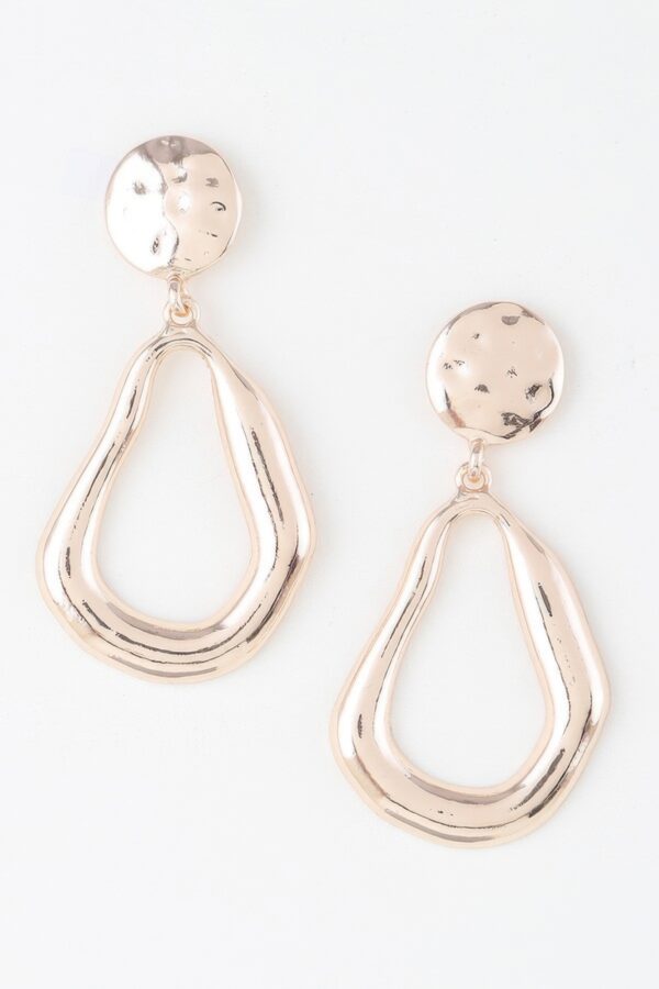 Abstract Shiny Teardrop Earrings – Sculpted Metallic Drop