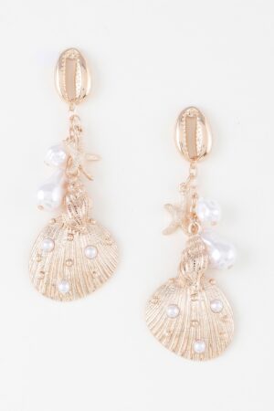 Pearled Under the Sea Drop Earrings – Gold & Cream Pearls