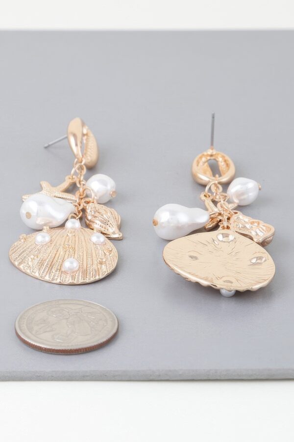 Pearled Under the Sea Drop Earrings – Gold & Cream Pearls