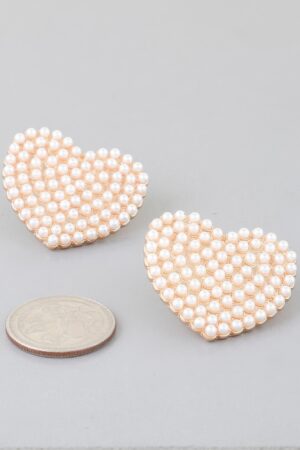 Pearled Heart Stud Earrings – Gold-Plated with Cream Pearls