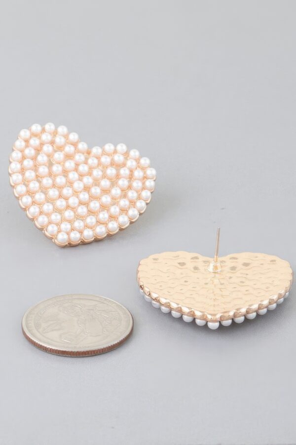 Pearled Heart Stud Earrings – Gold-Plated with Cream Pearls
