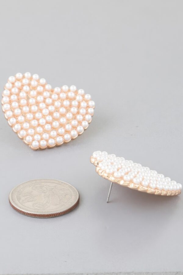 Pearled Heart Stud Earrings – Gold-Plated with Cream Pearls