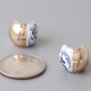 Gold-Plated Marble Swirl Clasp Earrings – Blue