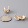 Gold-Plated Marble Swirl Clasp Earrings – Blue