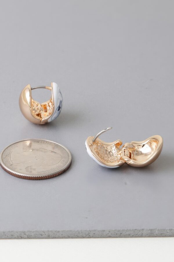 Gold-Plated Marble Swirl Clasp Earrings – Blue