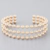 Wide Triple-Row Beaded Cuff Bracelet – Gold or Silver