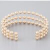 Wide Triple-Row Beaded Cuff Bracelet – Gold or Silver