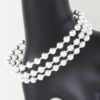 Wide Triple-Row Beaded Cuff Bracelet – Gold or Silver